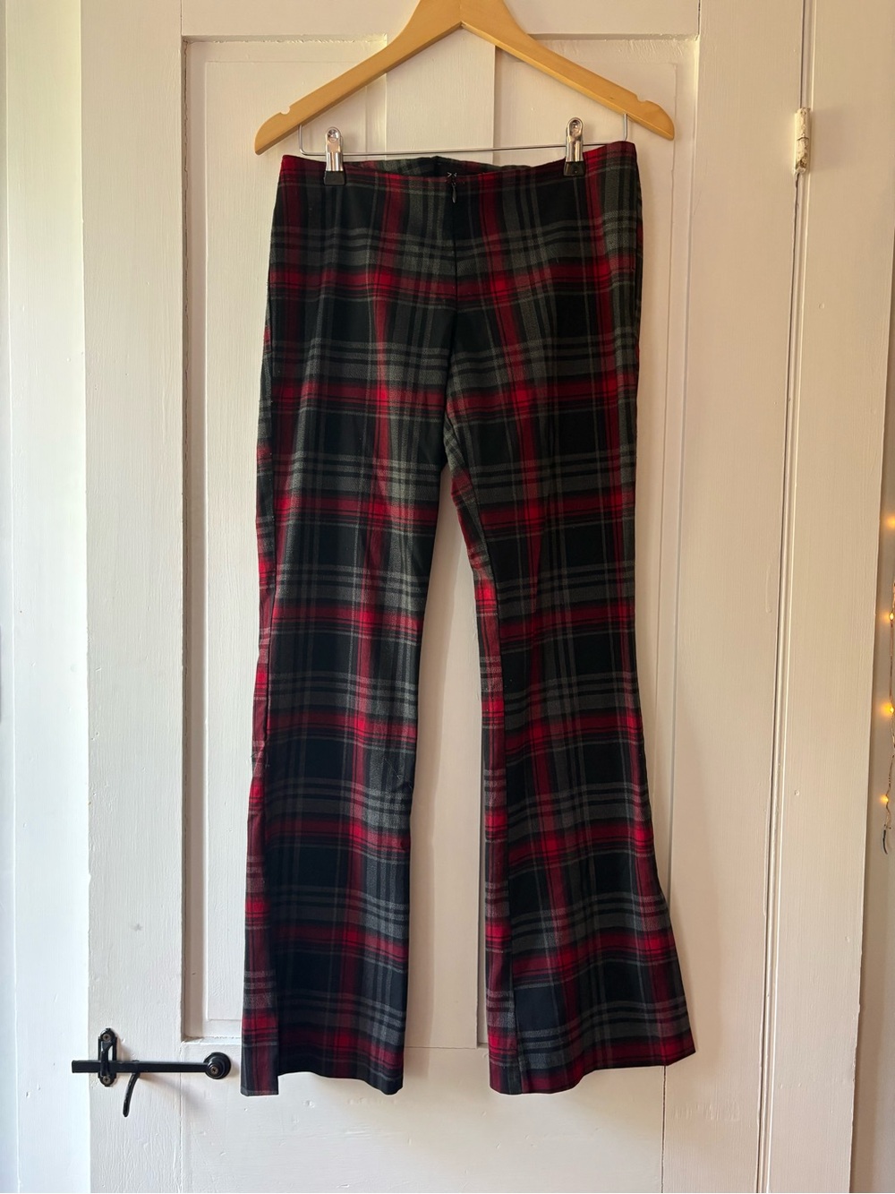 Vintage 90s-Y2K Red & Black Plaid Flare Pants